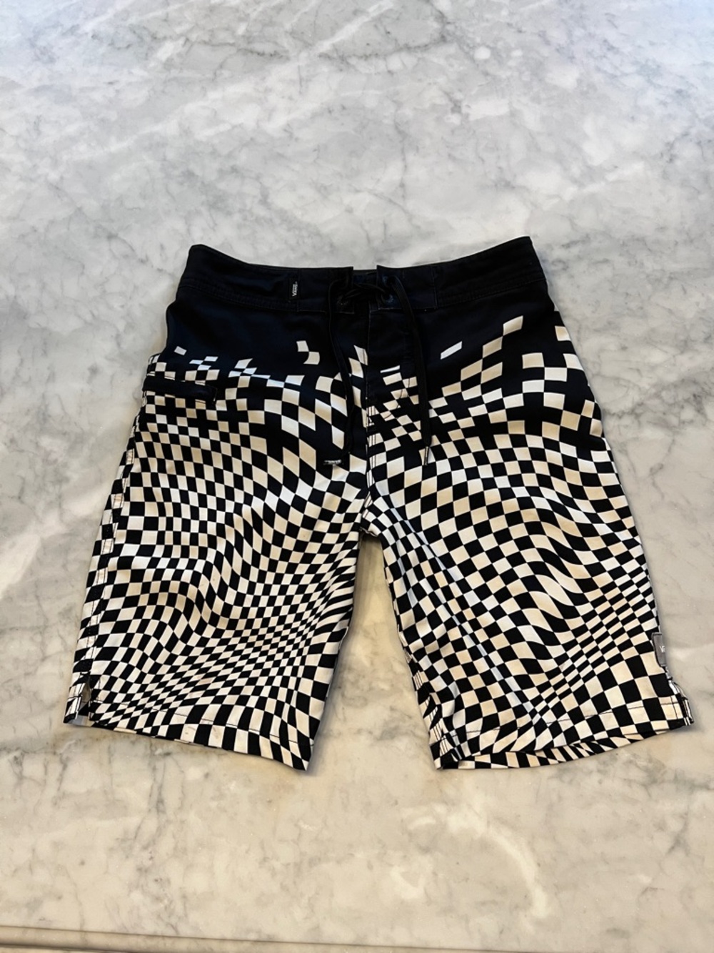 Vans boys swim board shorts. 26/12. Black white checkerboard.